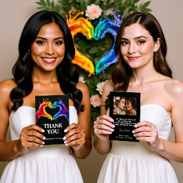 Cartão De Agradecimento ❤️ 🌈 com o casamento Foto do Orgulho