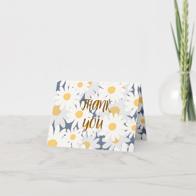 Cartão de Agradecimento com Padrão Floral Doce Mar (Frente)