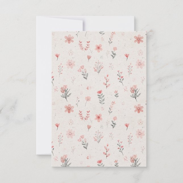 Cartão de Agradecimento com Padrão Floral Suave (Frente)