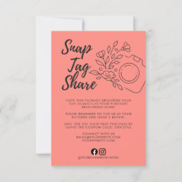 Cartão de agradecimento comercial Snap Tag Coral