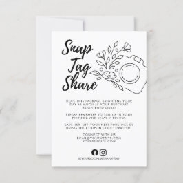 Cartão de agradecimento comercial Snap Tag Share