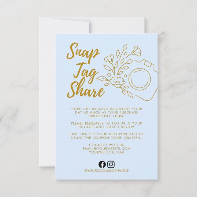 Cartão de agradecimento comercial Snap Tag Share A (Verso)