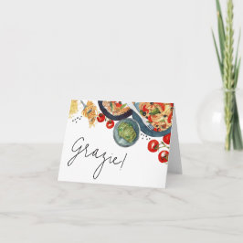 Cartão De Agradecimento Comida Italiana Aquarela Que Amor!