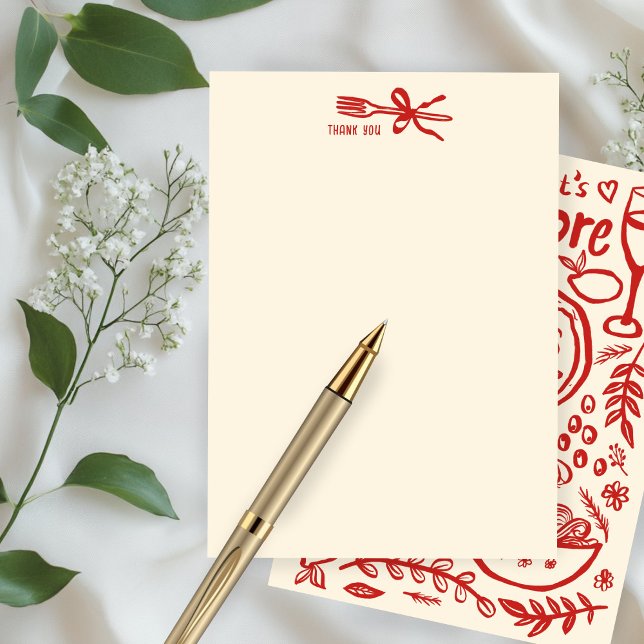 Cartão De Agradecimento Comida Italiana Isso É Amor CHUVA de Presentes Per (That's Amore Italian Food Hand-drawn Doodle CUSTOM Bridal SHower Thank You Note Card
)