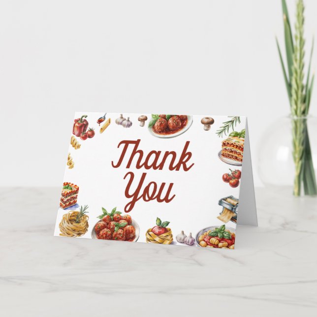 Cartão De Agradecimento Comida italiana | Primeiro aniversario de Aquarela (Frente)
