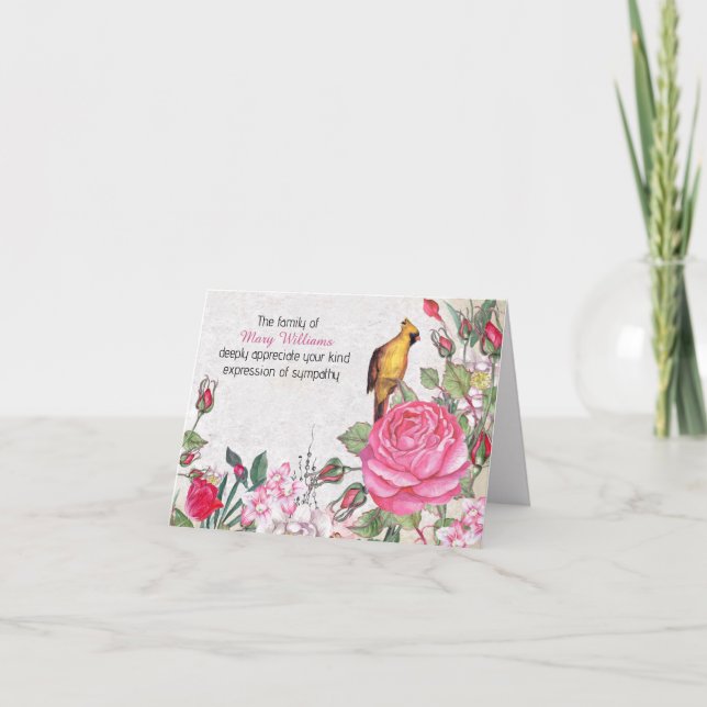 Cartão De Agradecimento Compaixão Rosa Rosa Rosa Rosa Rosa Rosa Muito Obri (Frente)