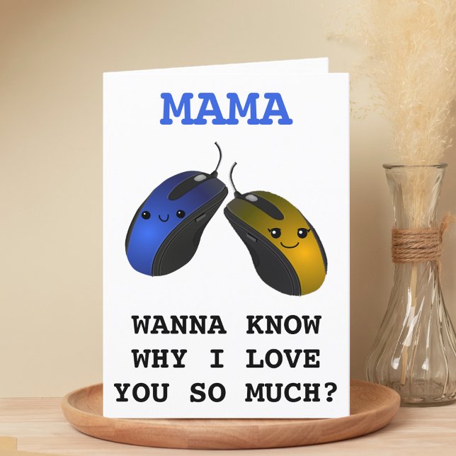Cartão De Agradecimento Computador Engraçado Mouse Clique em Mãe Feliz Ani (Funny Computer Mouse Click Mother Happy Birthday Thank You Card)