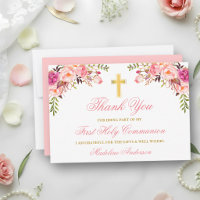 Comunhão Dourada Floral Rosa Aquarela