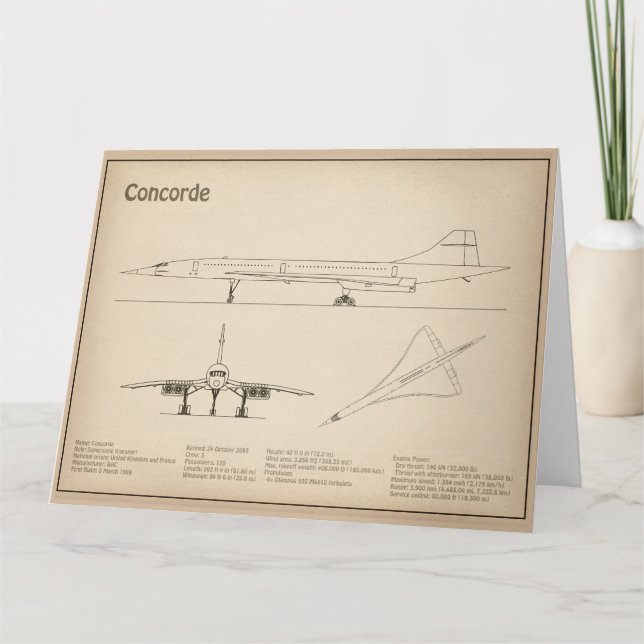 Cartão De Agradecimento Concorde - Planos de desenho do avião SD (Frente)
