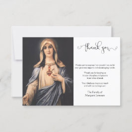 Cartão De Agradecimento Condolência da Virgem Católica Religiosa Maria