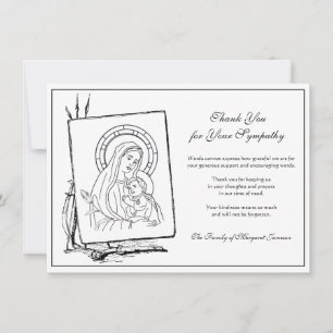 Cartão De Agradecimento Condolência da Virgem Católica Religiosa Mary Je
