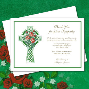 Cartão De Agradecimento Condolência dos Rosas Célticos Religiosos