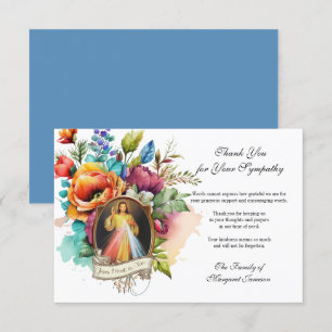 Cartão De Agradecimento Condolência por Compaixão religioso Floral de Jesu