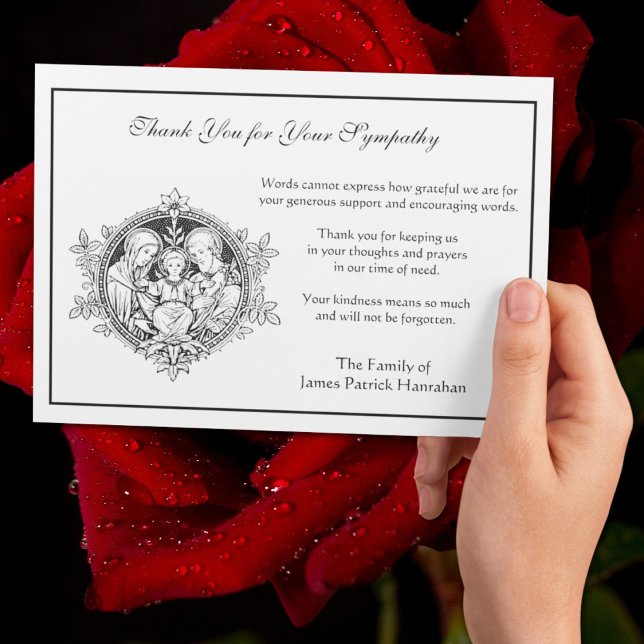 Cartão De Agradecimento Condolências católicas Funeral da Santa Família (Criador carregado)