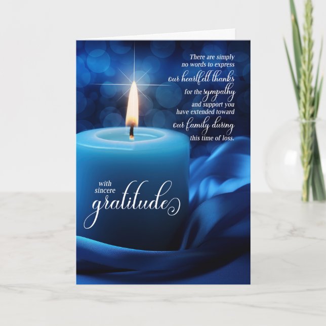 Cartão De Agradecimento Condolências da Vela Azul (Frente)