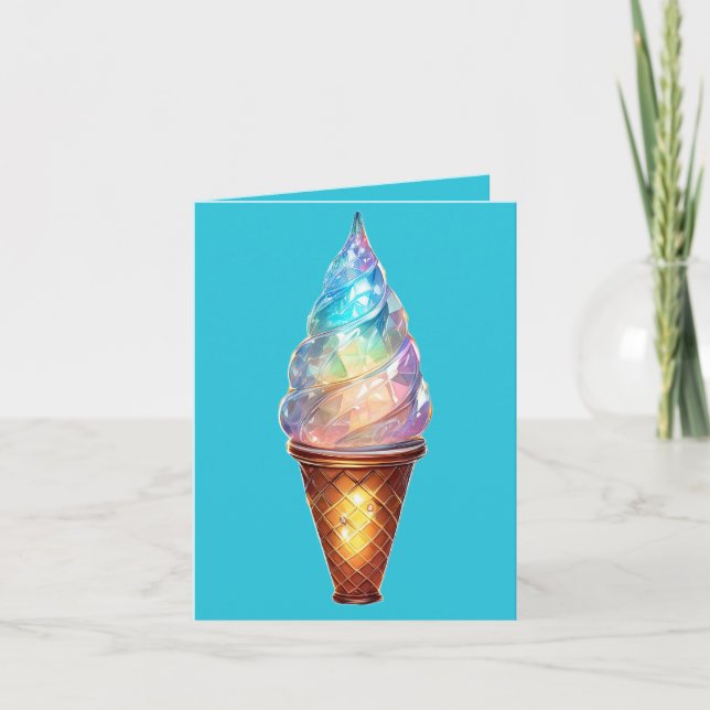 Cartão De Agradecimento Cone de Sorvete Cristal (Frente)