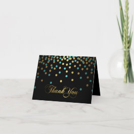 Cartão de Agradecimento Confete Azul e Dourado