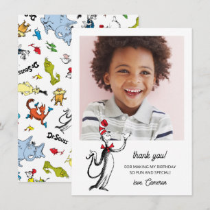 Cartão De Agradecimento Confetes de Personagens do Dr. Seuss   Aniversário