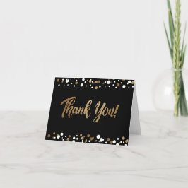 Cartão De Agradecimento Confetti branco preto de 90 de aniversário persona