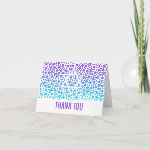 Cartão De Agradecimento Confetti Dots Purple Teal Bat Mitzvah Obrigado