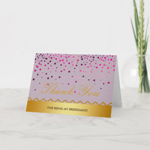 Cartão De Agradecimento Confetti Linen Gold Glitter Bridesmaid Thank You