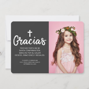 Cartão De Agradecimento Confirmação da Cruz de Fotos Personalizada Graci