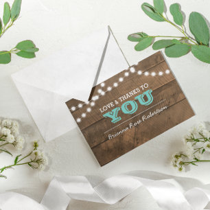 Cartão De Agradecimento Confirmação de Barnwood Lights Teal Obrigado Not