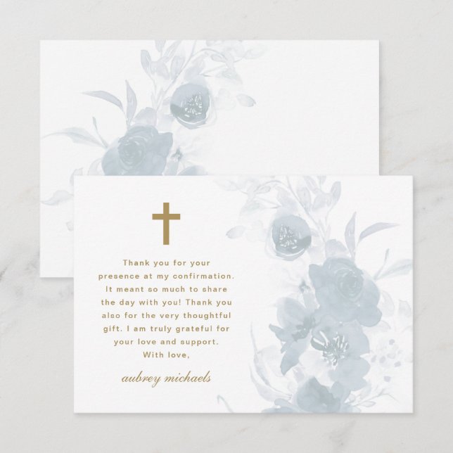 Cartão De Agradecimento Confirmação de Cor de Água Azul (Frente/Verso)