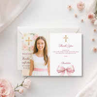Confirmação de foto de menina com laço rosa