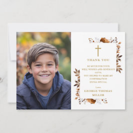Cartão De Agradecimento Confirmação de Foto Floral Boho Elegante Rústica d