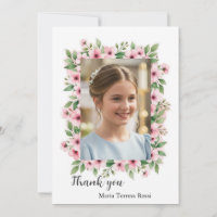 Confirmação de Rapariga Foto Personalizada Floral 