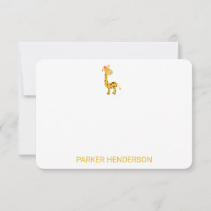 Cartão De Agradecimento Conjunto de Papel Personalizado de Girafa Bonito