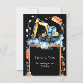 Cartão De Agradecimento Construção de Excavadeira Boho de Aniversário