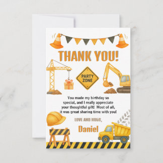 Cartão De Agradecimento Construction Birthday Dump Truck