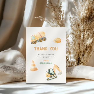 Cartão De Agradecimento Construction Dump Truck Party Boy First Birthday