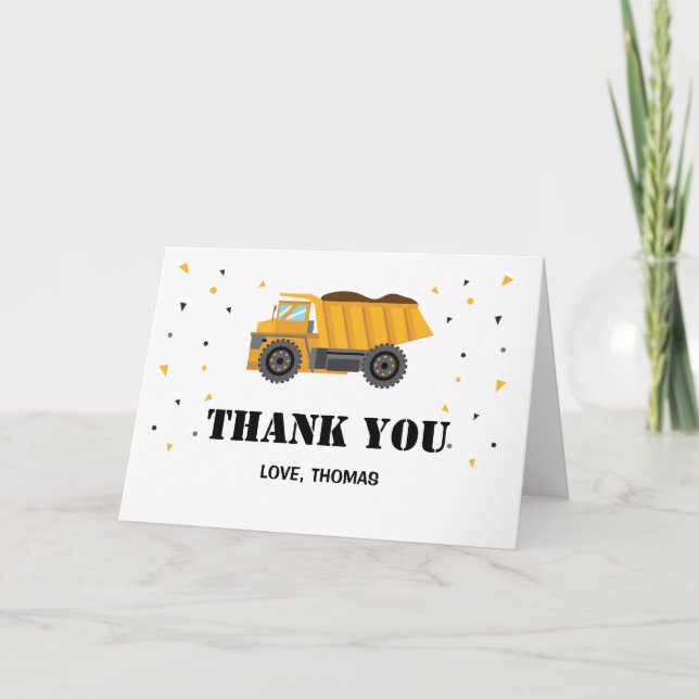 Cartão De Agradecimento Construction truck excavator Thank you card (Frente)
