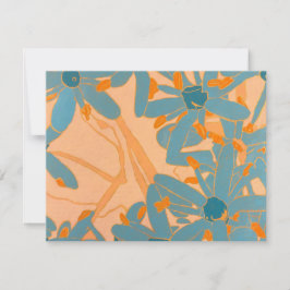 Cartão De Agradecimento Contemporary Leaf Design Peach