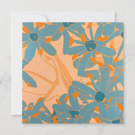 Cartão De Agradecimento Contemporary Leaf Design Peach