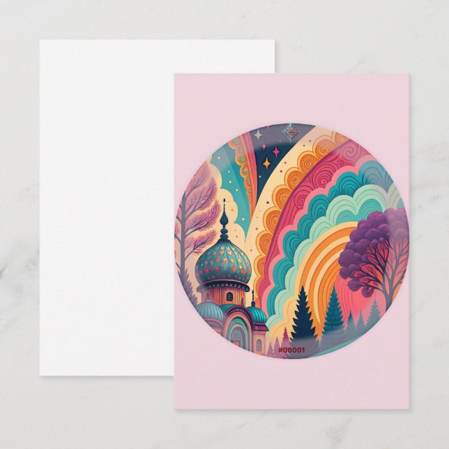 Cartão de Agradecimento Conto de Fadas Rosa Pastel (Frente/Verso)