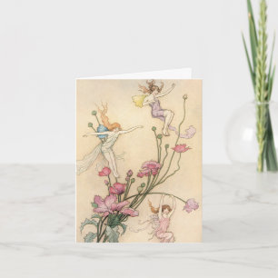 Cartão De Agradecimento Contos de fadas do vintage, três espírito enchid