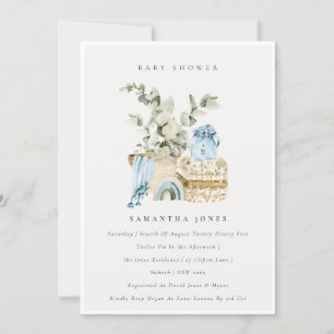 Cartão De Agradecimento Convidado para Chá de fraldas Boho Blue Nursery F