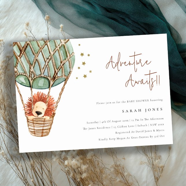 Cartão De Agradecimento Convidar Chá de fraldas de Leão de Balão de Ar Que (Criador carregado)