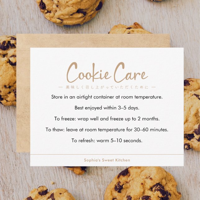Cartão De Agradecimento Cookie Care Instructions Kraft Simple Typography (Criador carregado)