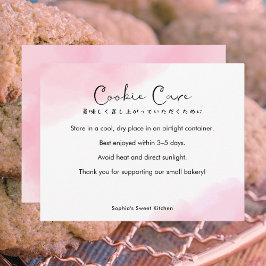 Cartão De Agradecimento Cookie Care Instructions Simple Pink Watercolor