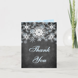 Cartão De Agradecimento Cool Blue Snowy Chalkboard Wedding Thank You Card