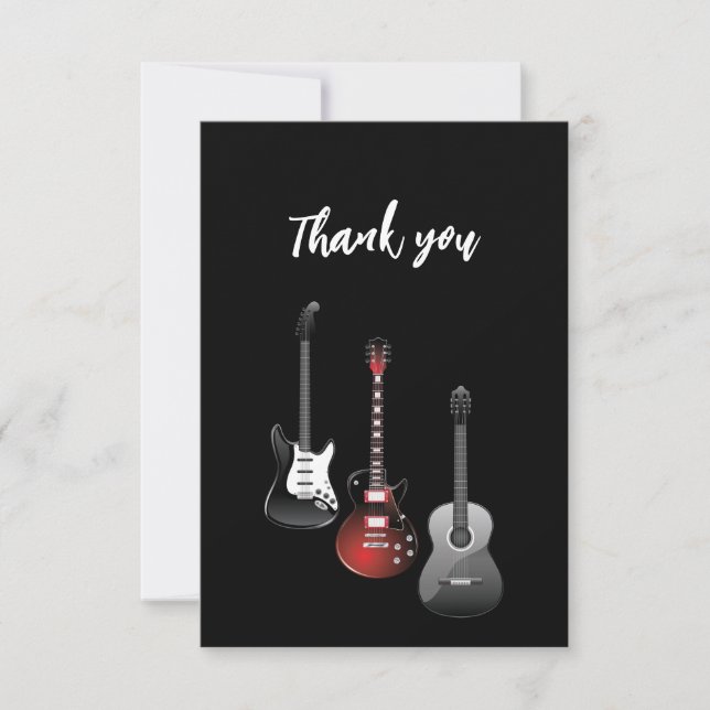 Cartão De Agradecimento Cool Electric Guitars for Music Thank You (Frente)