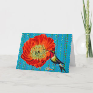 CARTÃO DE AGRADECIMENTO COPO VERMELHO COM O VAZIO HUMMINGBIRD NOTECARD
