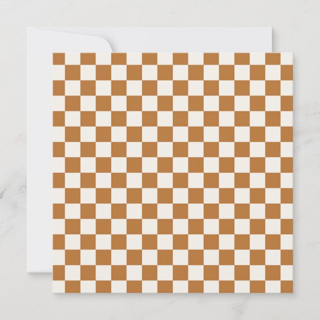 Cartão De Agradecimento Copper and eggshell checkerboard pattern (Frente)