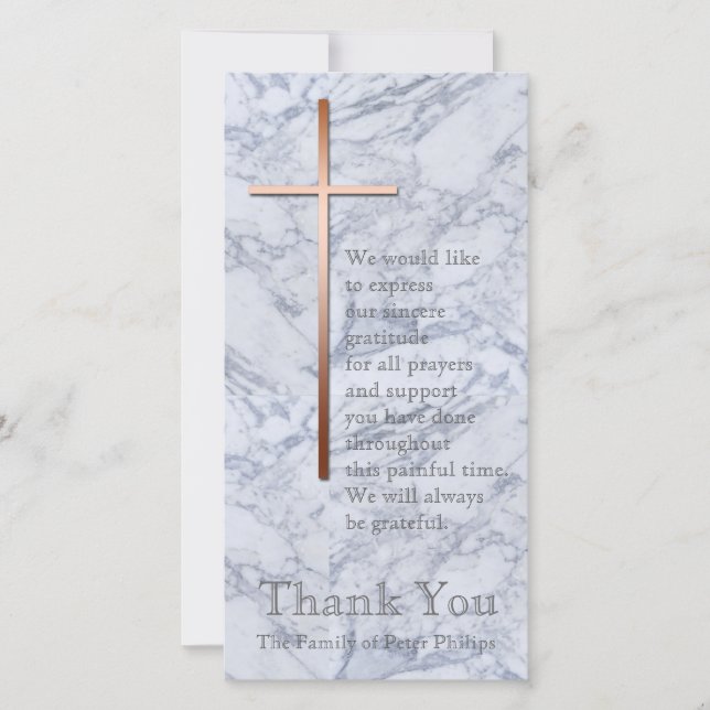 Cartão De Agradecimento Copper Cross Marble 2 Simpatia Obrigado (Frente)
