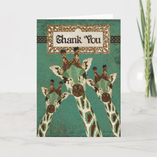 Cartão De Agradecimento Copper & Teal Giraffes Thank You Card